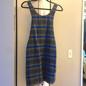 Grey and blue stripped pinafore dress